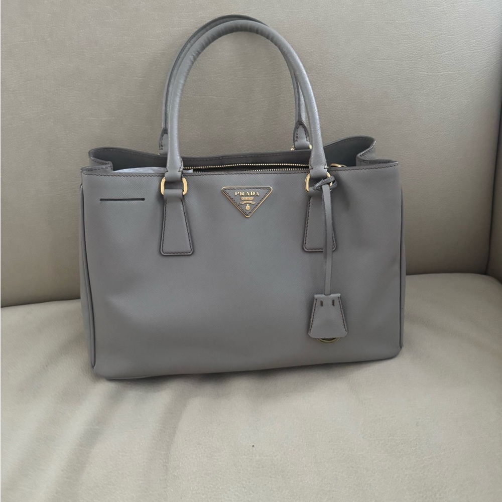 Prada Taupe Saffiano Leather Satchel with Gold Hardware - Picture 2 of 4